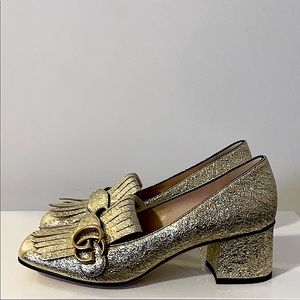 Gucci GG Marmont heels in gold